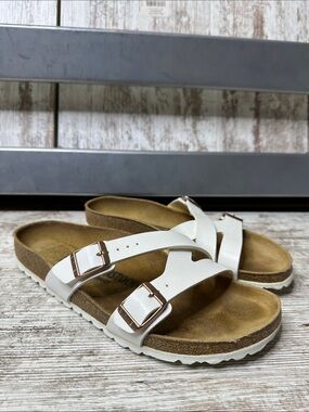 Birkenstock WOMEN'S YAO WHITE SLIDE SANDAL Sz 9